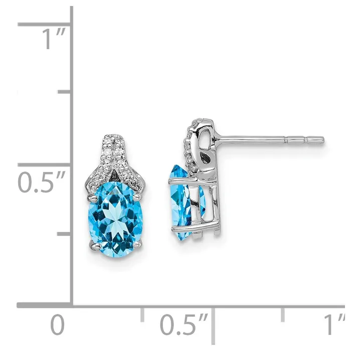Goldia Earrings Sterling Silver Rhodium Diamond u0026 Light Swiss Blue Topaz Post Earrings