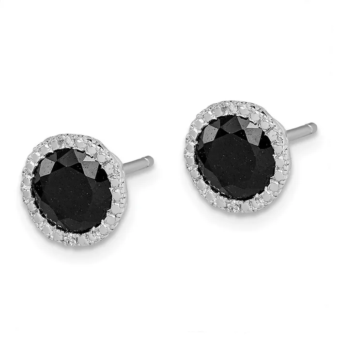 Goldia Earrings Sterling Silver Rhodiumplated Black Sapphire u0026 Diamond Post Earrings