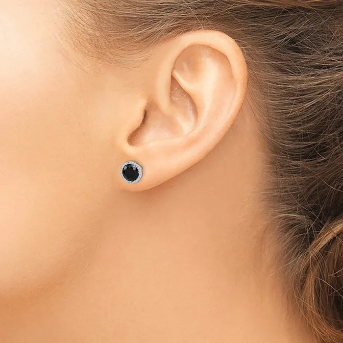 Goldia Earrings Sterling Silver Rhodiumplated Black Sapphire u0026 Diamond Post Earrings