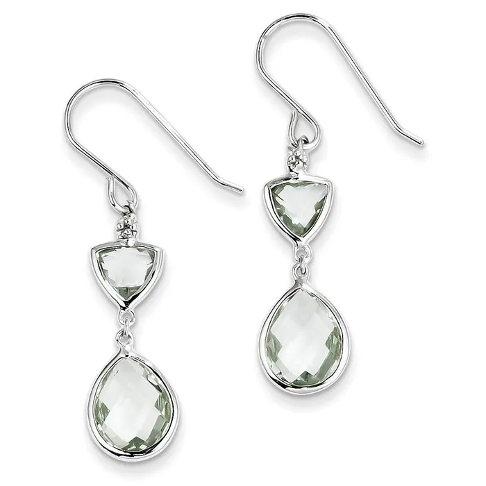 Goldia Earrings Sterling Silver Rhodium Plated Diamond Green Quartz Earrings Goldia Earrings Sterling Silver Rhodium Plated Diamond Green Quartz Earrings