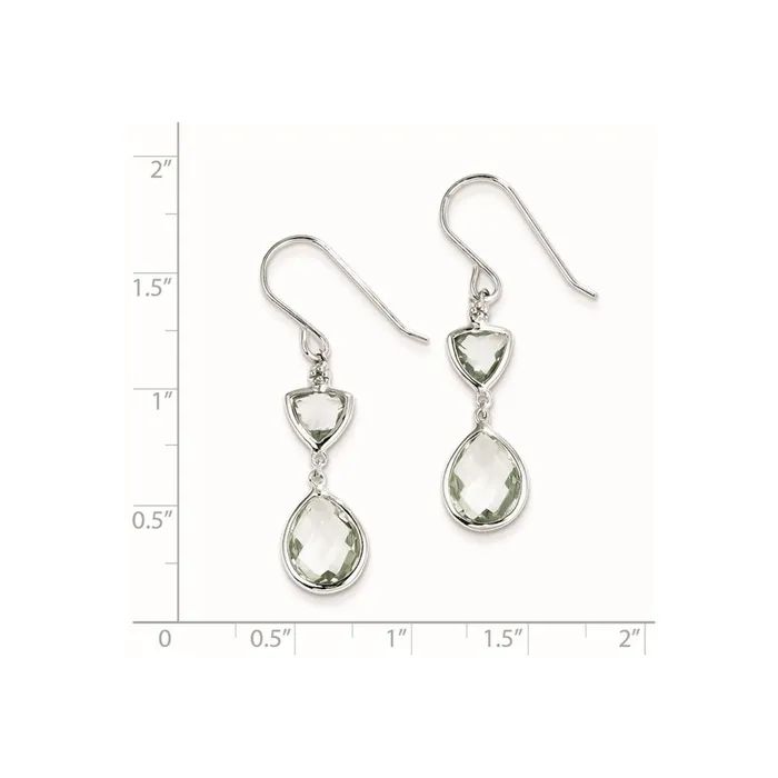 Goldia Earrings Sterling Silver Rhodium Plated Diamond Green Quartz Earrings