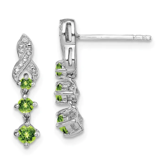 Goldia Earrings Sterling Silver Rhodiumplated Peridot Diamond Earrings