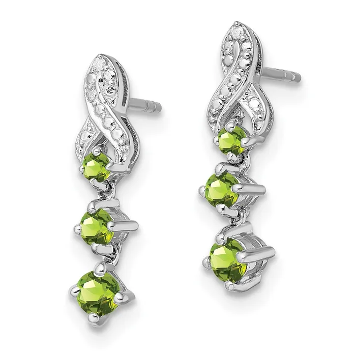 Goldia Earrings Sterling Silver Rhodiumplated Peridot Diamond Earrings