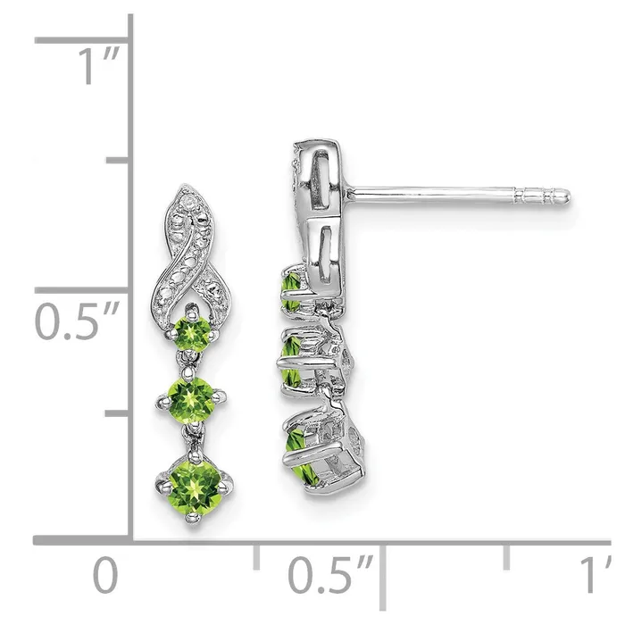 Goldia Earrings Sterling Silver Rhodiumplated Peridot Diamond Earrings