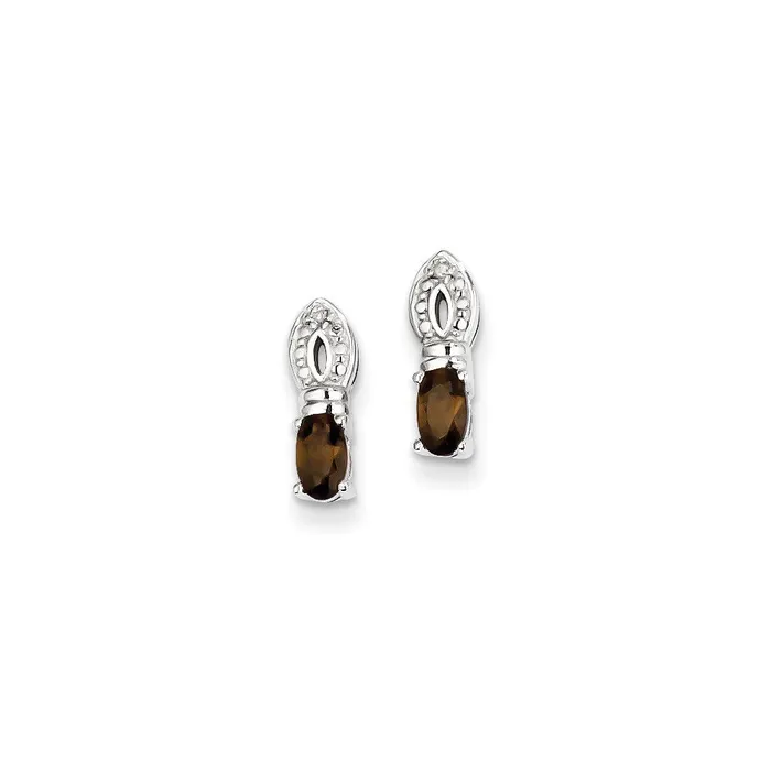 Goldia Earrings Sterling Silver Smoky Quartz Diamond Earrings
