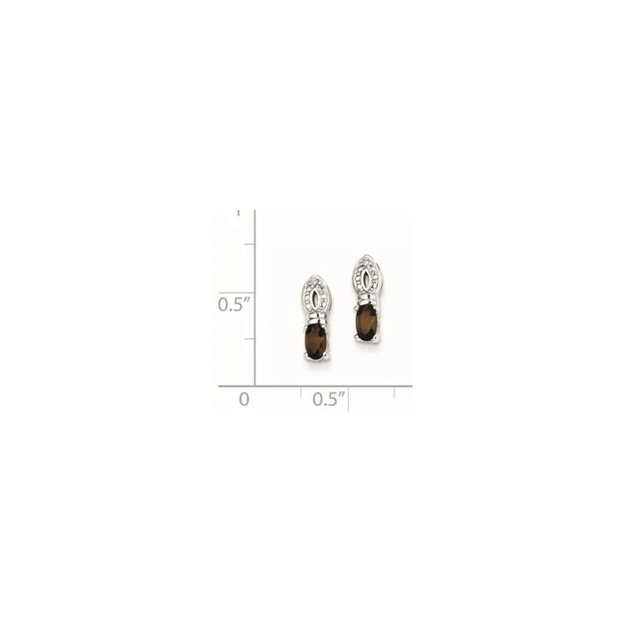 Goldia Earrings Sterling Silver Smoky Quartz Diamond Earrings