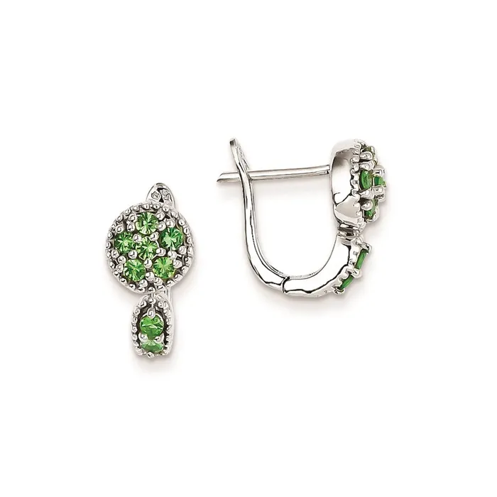 Goldia Earrings Sterling Silver Tsavorite Garnet Circle Hinged Earrings