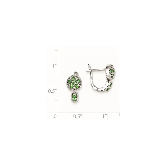 Goldia Earrings Sterling Silver Tsavorite Garnet Circle Hinged Earrings