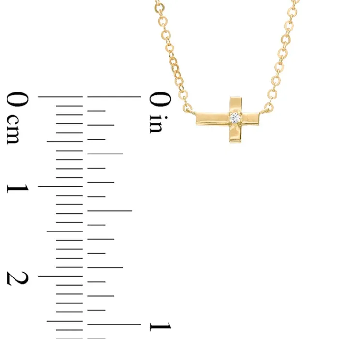 Goldia Natural Diamond Accent Sideways Cross Necklace in 14K Gold Necklaces Goldia Natural Diamond Accent Sideways Cross Necklace in 14K Gold Necklaces