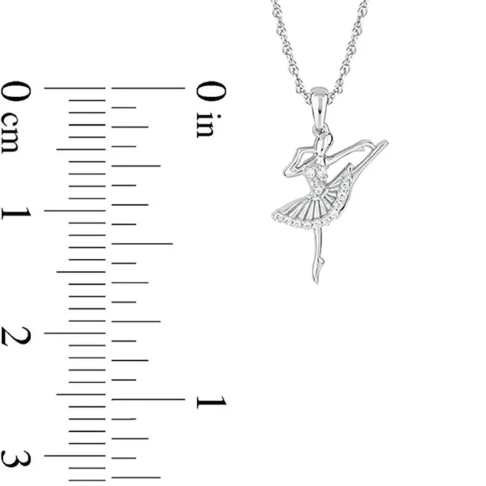 Goldia Necklaces 007 CT TW Natural Diamond Arabesque Ballerina Pendant in 10K White Gold Goldia Necklaces 007 CT TW Natural Diamond Arabesque Ballerina Pendant in 10K White Gold