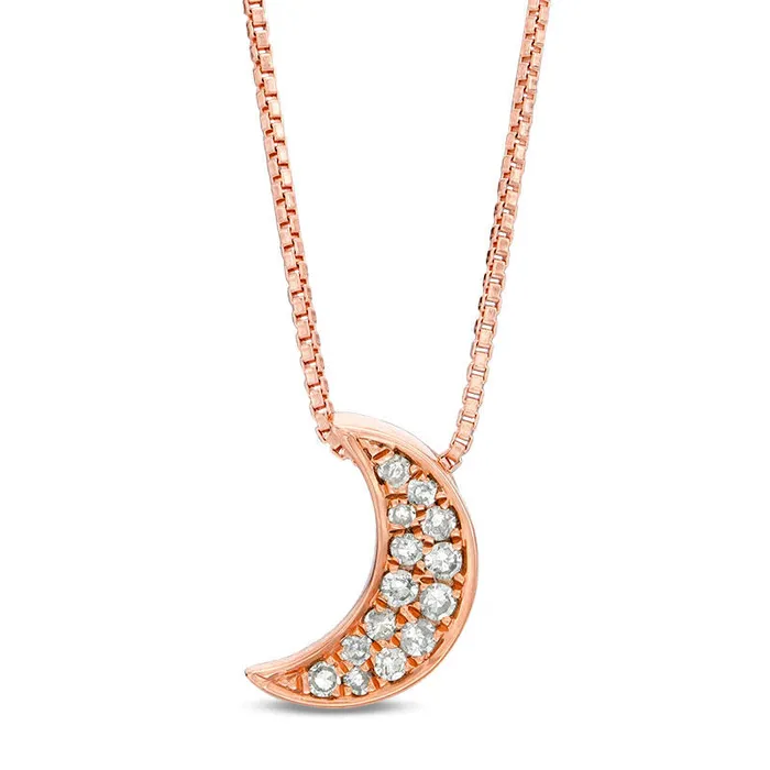 Goldia Necklaces 01 CT TW Natural Diamond Crescent Moon Pendant in Sterling Silver with 18K Rose Gold Plate Goldia Necklaces 01 CT TW Natural Diamond Crescent Moon Pendant in Sterling Silver with 18K Rose Gold Plate