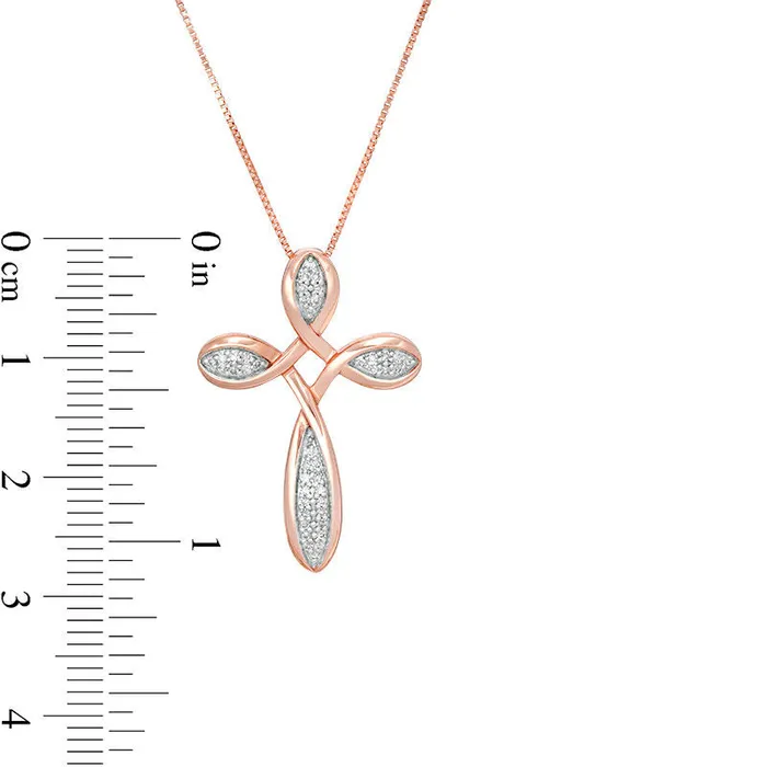 Goldia Necklaces 013 CT TW Natural Diamond Loop Cross Pendant in 10K Rose Gold Goldia Necklaces 013 CT TW Natural Diamond Loop Cross Pendant in 10K Rose Gold