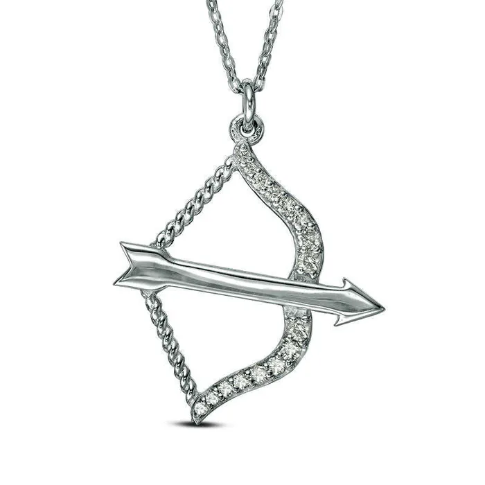 Goldia Necklaces 017 CT TW Natural Diamond Bow and Arrow Pendant in Sterling Silver Goldia Necklaces 017 CT TW Natural Diamond Bow and Arrow Pendant in Sterling Silver