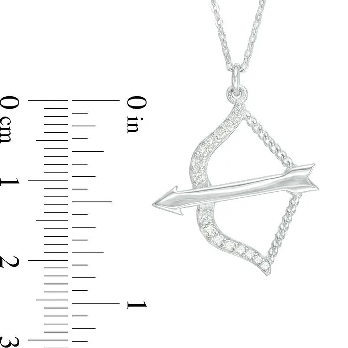 Goldia Necklaces 017 CT TW Natural Diamond Bow and Arrow Pendant in Sterling Silver Goldia Necklaces 017 CT TW Natural Diamond Bow and Arrow Pendant in Sterling Silver