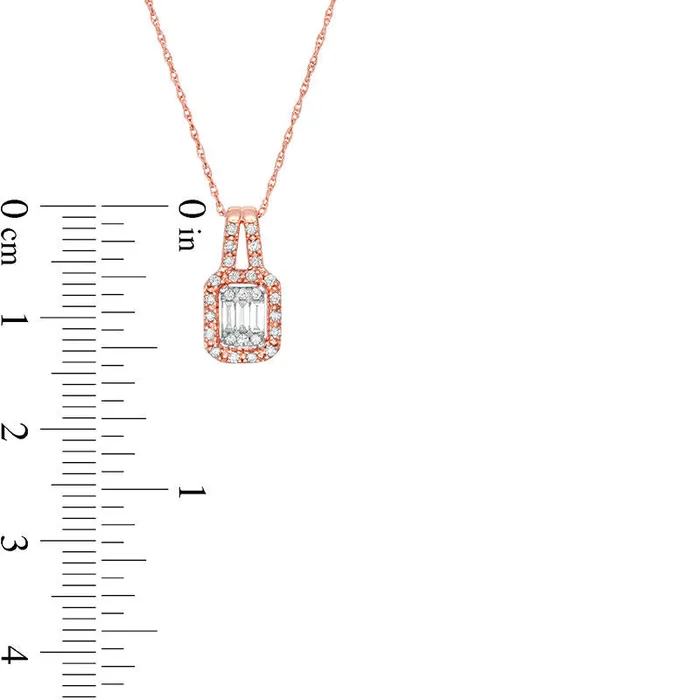 Goldia Necklaces 02 CT TW Composite Natural Diamond Rectangular Frame Pendant in 10K Rose Gold Goldia Necklaces 02 CT TW Composite Natural Diamond Rectangular Frame Pendant in 10K Rose Gold