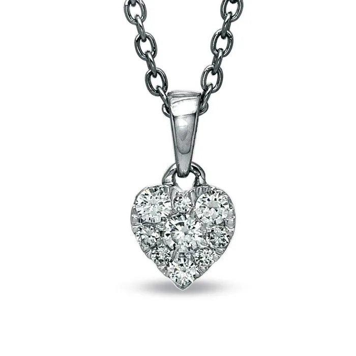 Goldia Necklaces 025 CT TW Natural Diamond Composite Heart Pendant in 10K White Gold