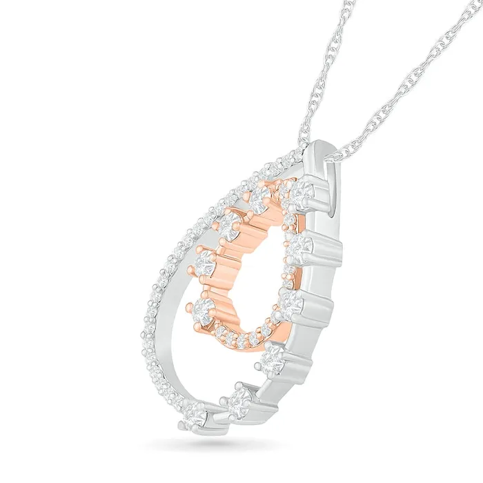 Goldia Necklaces 033 CT TW Natural Diamond Double TeardropShaped Pendant in 10K TwoTone Gold Goldia Necklaces 033 CT TW Natural Diamond Double TeardropShaped Pendant in 10K TwoTone Gold