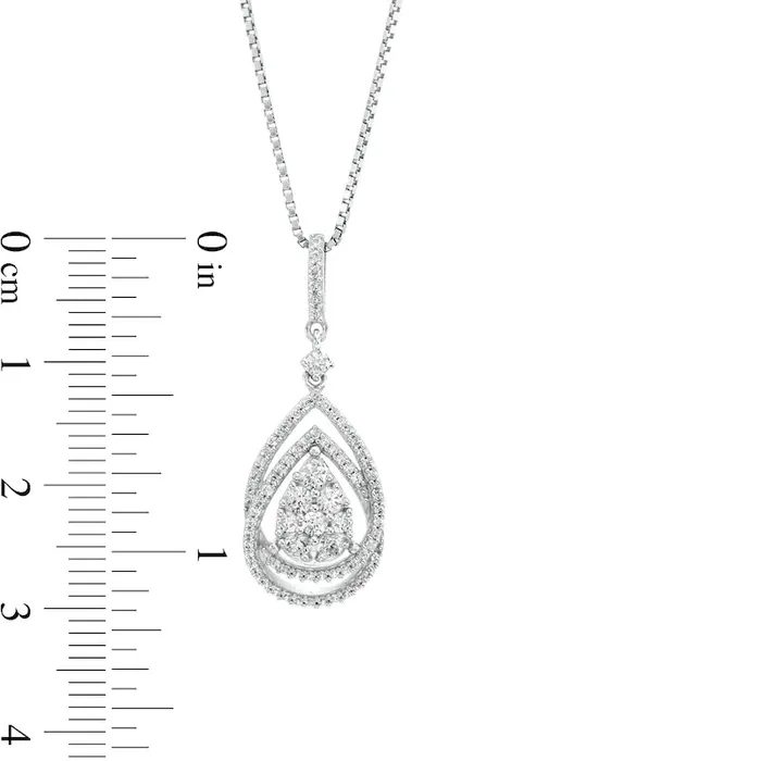 Goldia Necklaces 05 CT TW Composite Natural Diamond Double PearShaped Frame Pendant in 10K White Gold Goldia Necklaces 05 CT TW Composite Natural Diamond Double PearShaped Frame Pendant in 10K White Gold