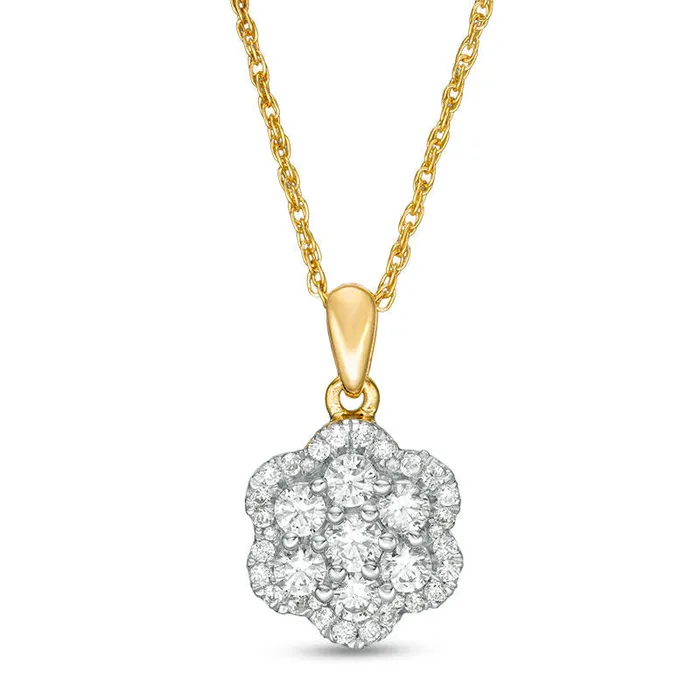 Goldia Necklaces 063 CT TW Composite Natural Diamond Flower Pendant in 10K Yellow Gold Goldia Necklaces 063 CT TW Composite Natural Diamond Flower Pendant in 10K Yellow Gold
