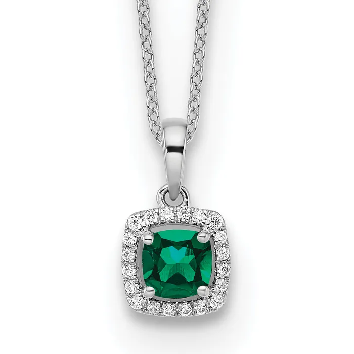 Goldia Necklaces 10k White Gold 110 Ct Lab Grown Diamond VSSI G and Created Emerald 18 inch Pendant Necklace Goldia Necklaces 10k White Gold 110 Ct Lab Grown Diamond VSSI G and Created Emerald 18 inch Pendant Necklace