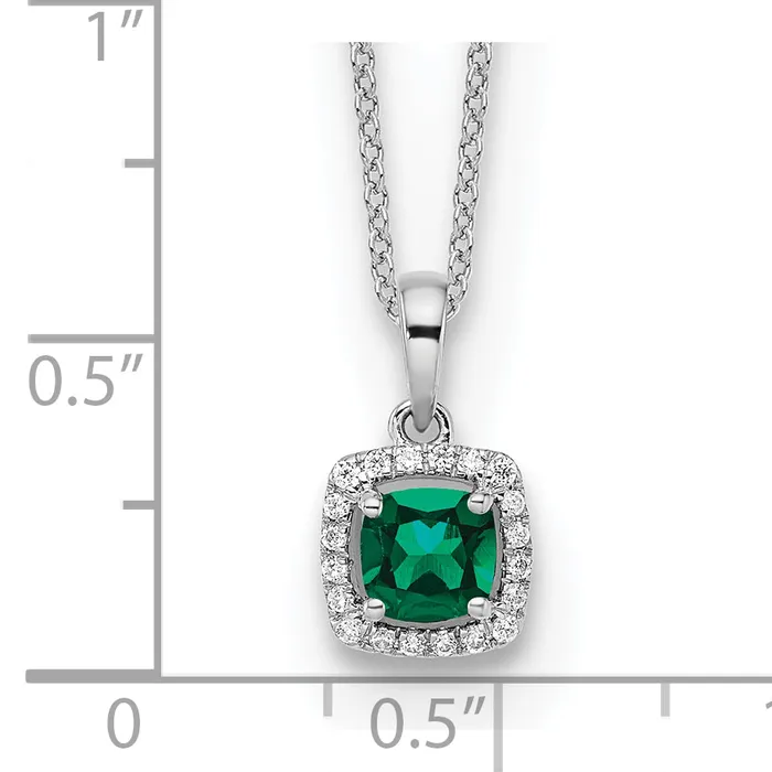 Goldia Necklaces 10k White Gold 110 Ct Lab Grown Diamond VSSI G and Created Emerald 18 inch Pendant Necklace