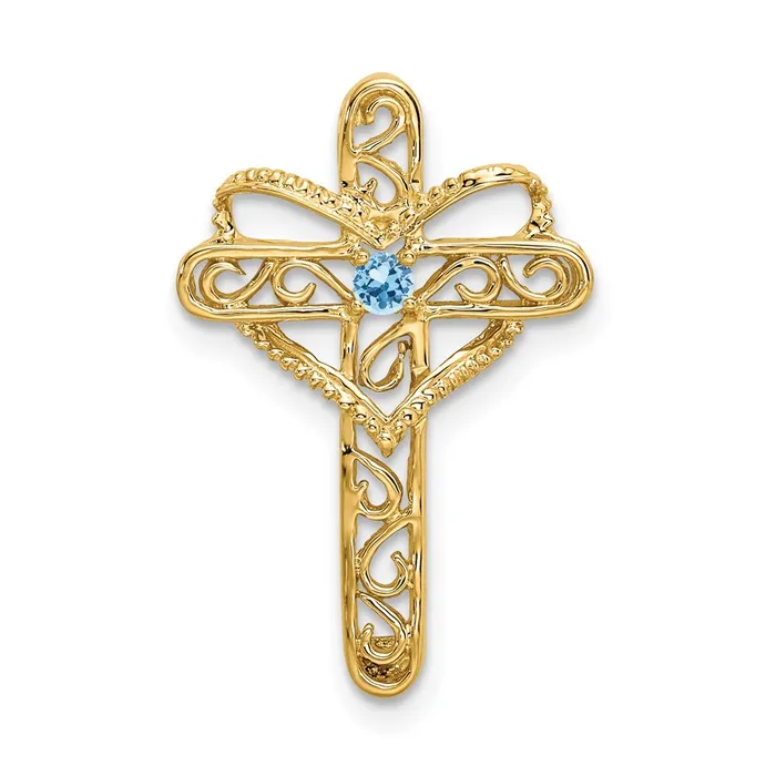 Goldia Necklaces 14k Genuine 1 Stone Mothers Cross Pendant