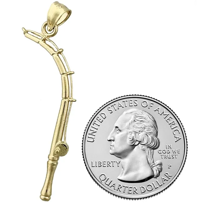 Goldia Necklaces 14K Gold 3D Fishing Rod Pendant