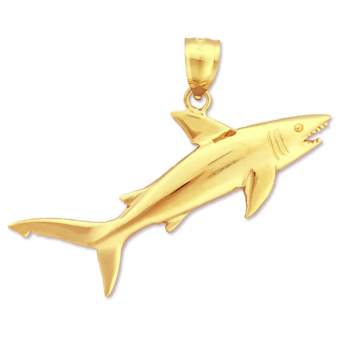 Goldia Necklaces 14K Gold Jaws Open Shark Pendant