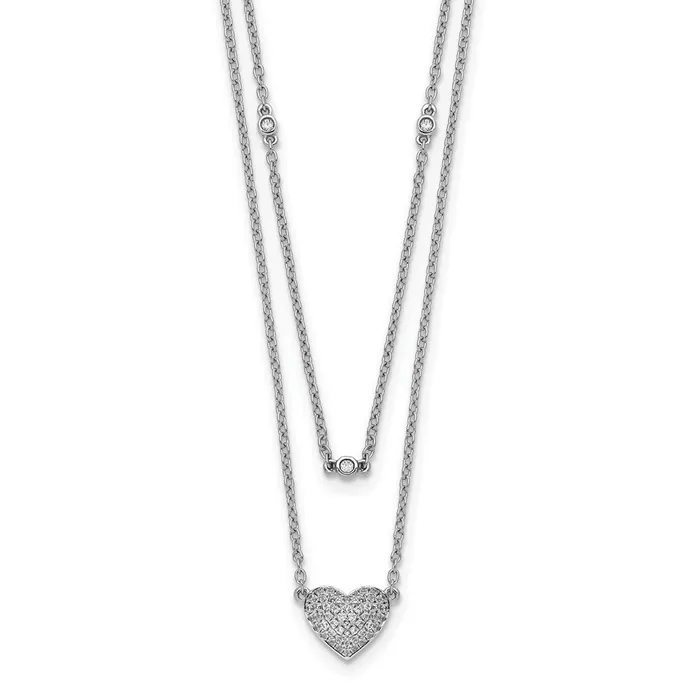 Goldia Necklaces 14k White Gold Double Strand Heart 18in Necklace