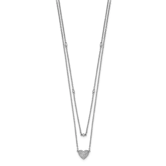 Goldia Necklaces 14k White Gold Double Strand Heart 18in Necklace