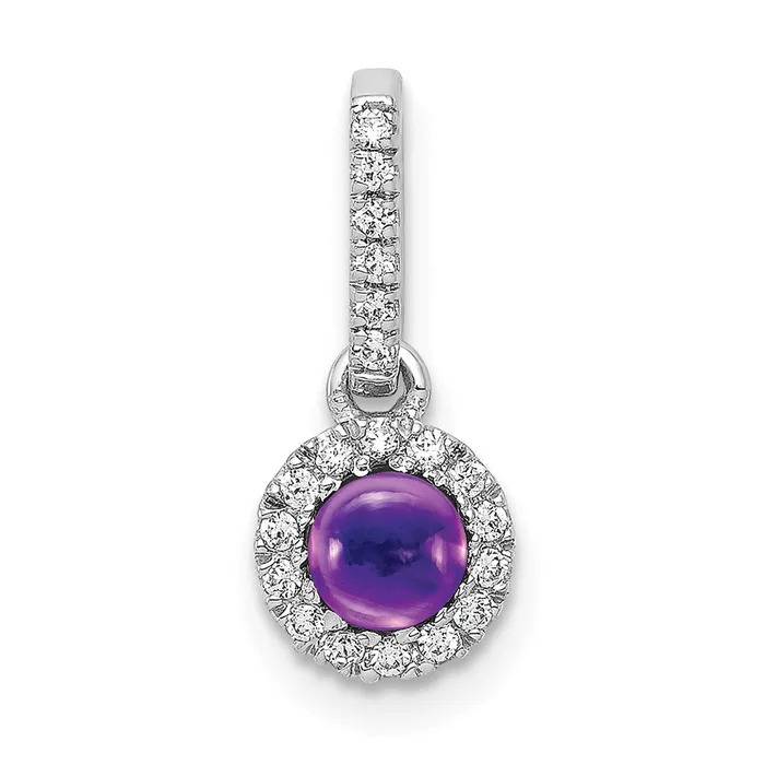 Goldia Necklaces 14k White Gold Real Diamond and Cabochon 47 Amethyst Pendant Goldia Necklaces 14k White Gold Real Diamond and Cabochon 47 Amethyst Pendant