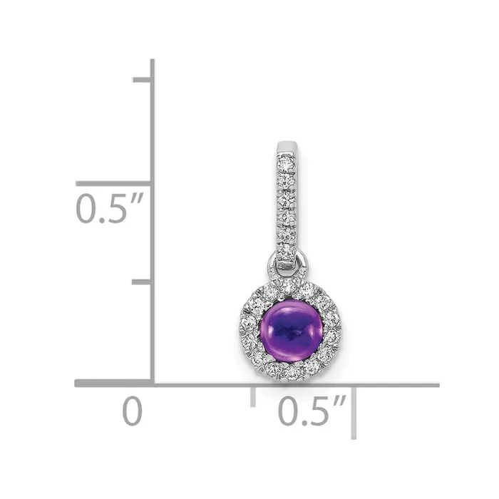 Goldia Necklaces 14k White Gold Real Diamond and Cabochon 47 Amethyst Pendant