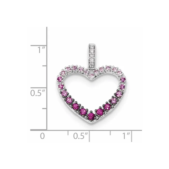 Goldia Necklaces 14k White Gold Real Diamond and Pink Sapphire Heart Pendant