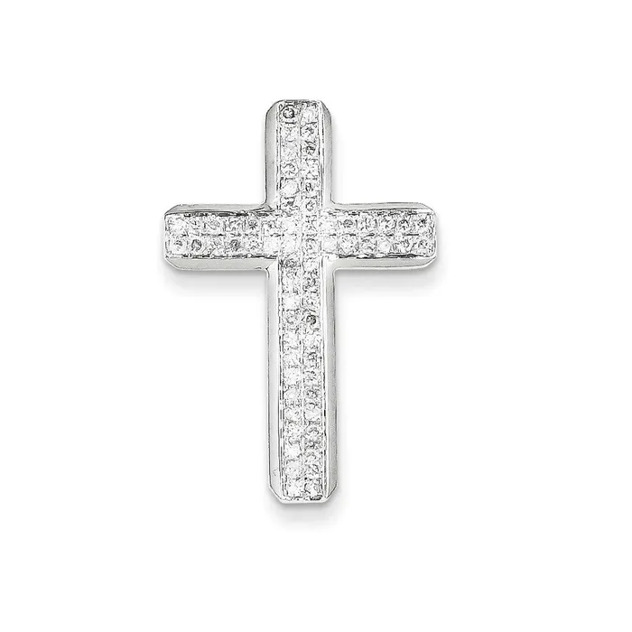 Goldia Necklaces 14k White Gold Real Diamond Latin Cross Pendant