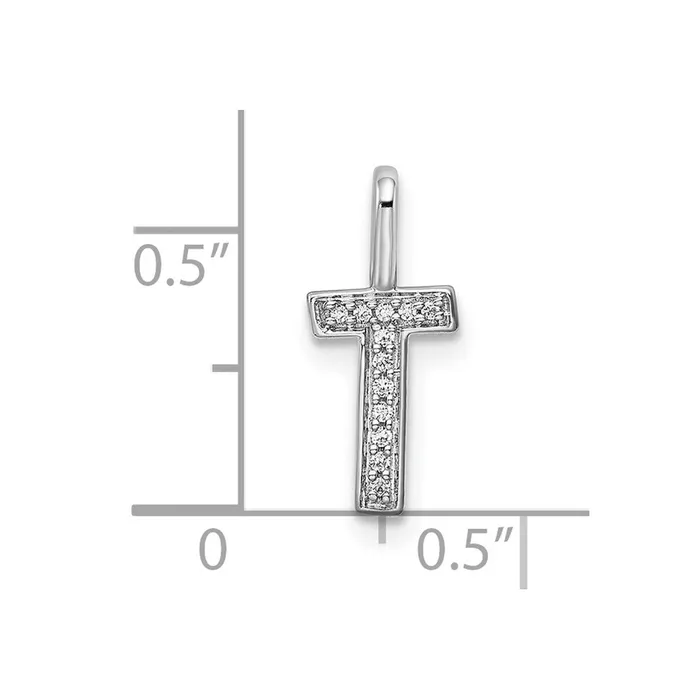 Goldia Necklaces 14K White Gold Real Diamond Letter T Initial Pendant