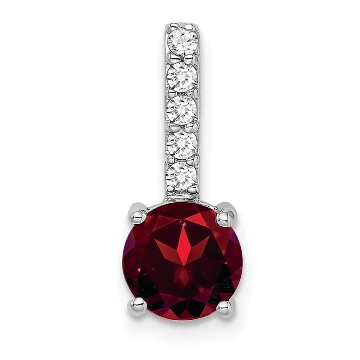 Goldia Necklaces 14k White Gold Round Garnet and Real Diamond Pendant