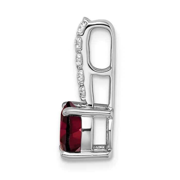 Goldia Necklaces 14k White Gold Round Garnet and Real Diamond Pendant