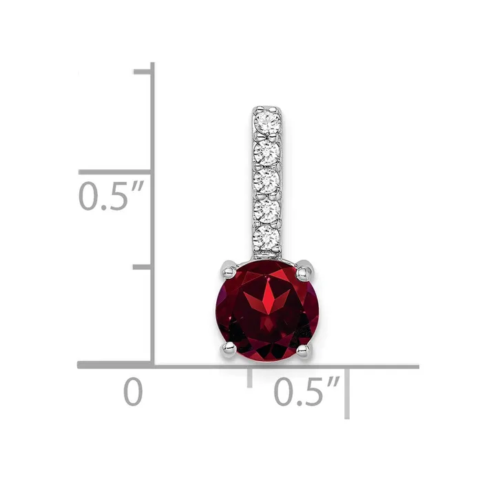 Goldia Necklaces 14k White Gold Round Garnet and Real Diamond Pendant