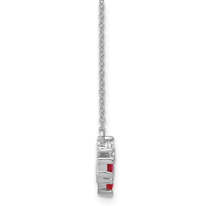 Goldia Necklaces 14k White Gold Ruby and Real Diamond 18 inch Necklace