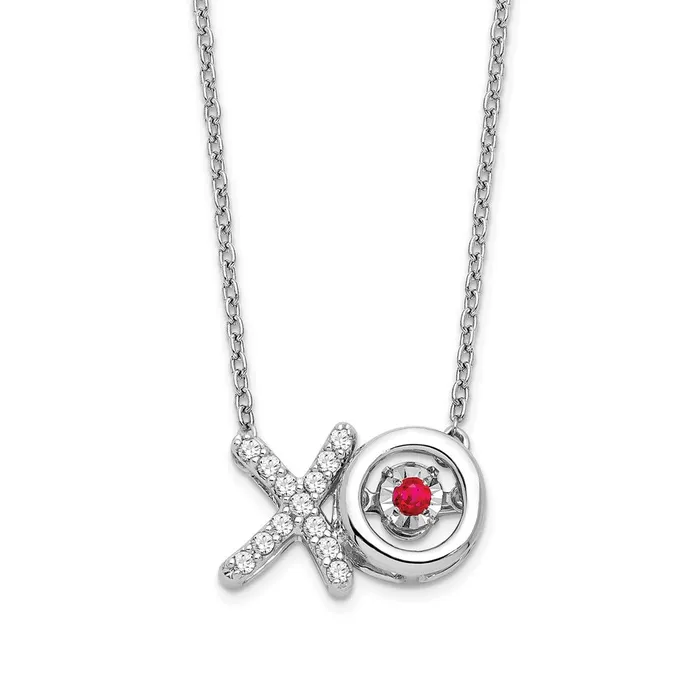 Goldia Necklaces 14k White Gold RubyReal Diamond X and O Vibrant Gemstone Necklace Goldia Necklaces 14k White Gold RubyReal Diamond X and O Vibrant Gemstone Necklace