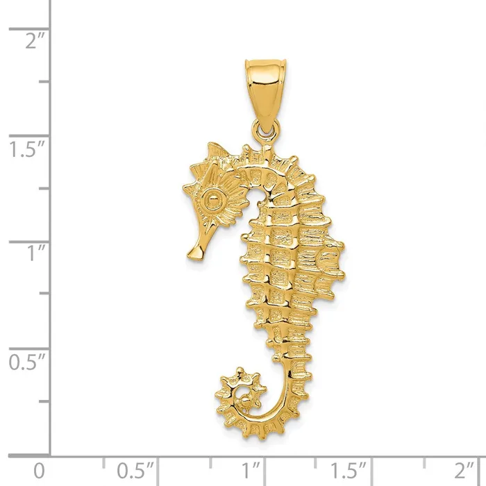 Goldia Necklaces 14k Yellow Gold 3D Seahorse Pendant