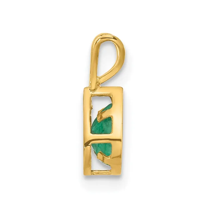 Goldia Necklaces 14K Yellow Gold 6x4mm Pear Emerald Bezel Pendant