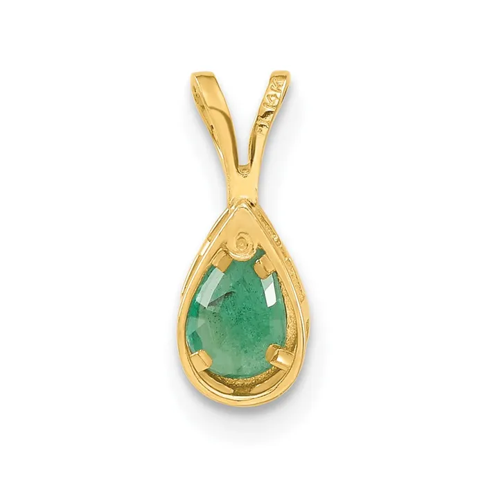 Goldia Necklaces 14K Yellow Gold 6x4mm Pear Emerald Bezel Pendant