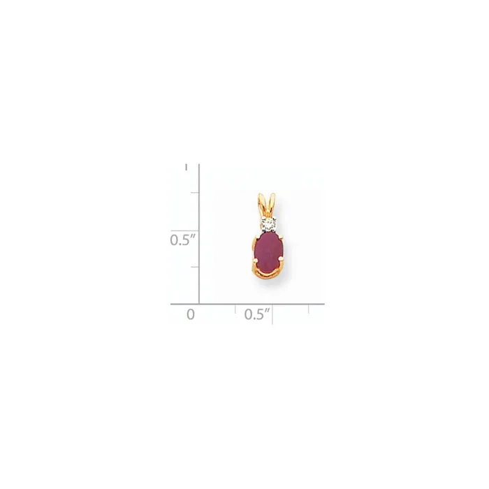 Goldia Necklaces 14K Yellow Gold 7x5mm Oval Ruby AAA Real Diamond pendant