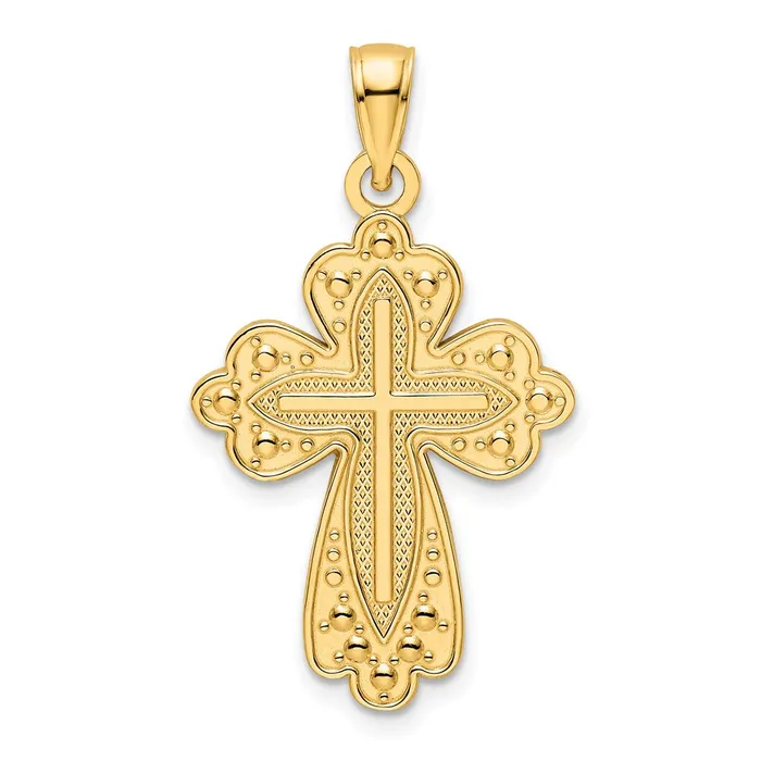 Goldia Necklaces 14k Yellow Gold Polished and Textured Cross Pendant