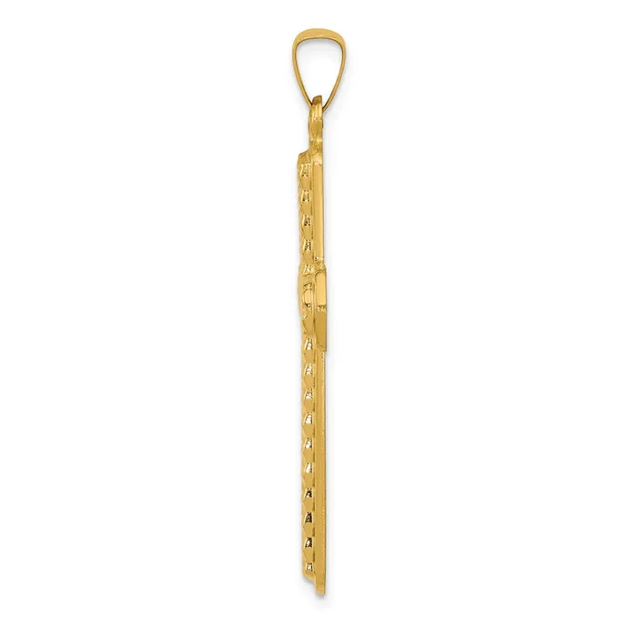 Goldia Necklaces 14k Yellow Gold Polished and Textured Cross Pendant