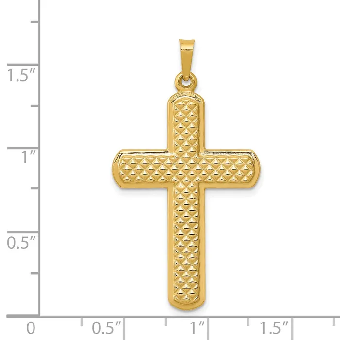 Goldia Necklaces 14k Yellow Gold Polished and Textured Cross Pendant