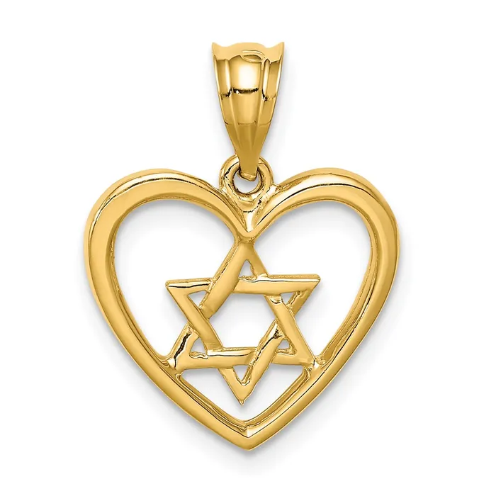 Goldia Necklaces 14k Yellow Gold Polished Star of David in Heart Pendant
