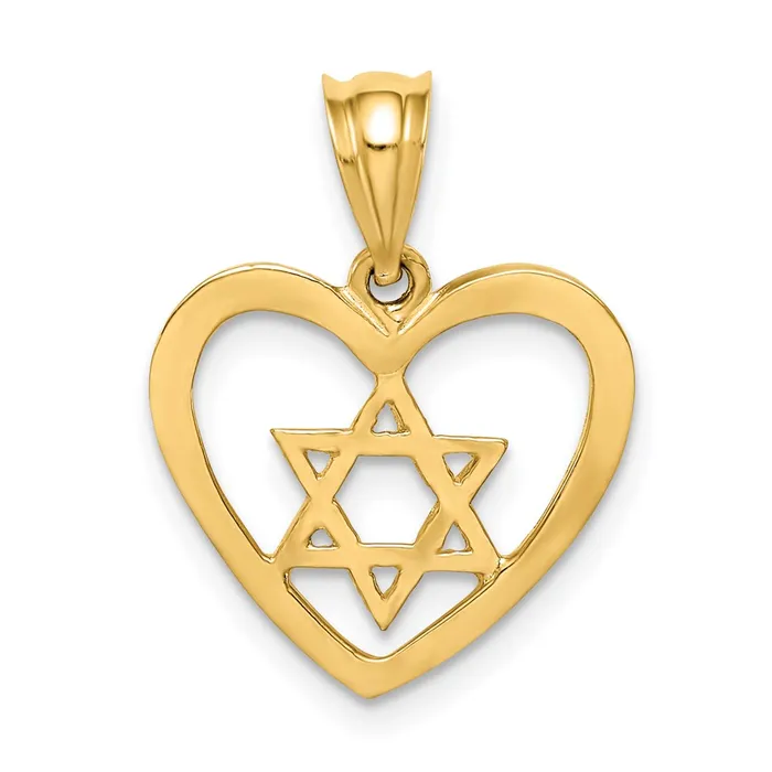 Goldia Necklaces 14k Yellow Gold Polished Star of David in Heart Pendant