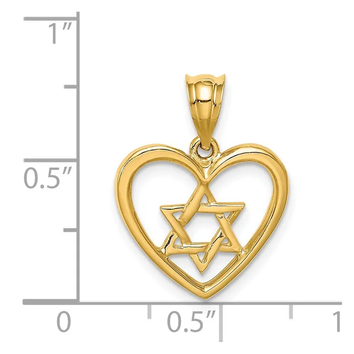 Goldia Necklaces 14k Yellow Gold Polished Star of David in Heart Pendant